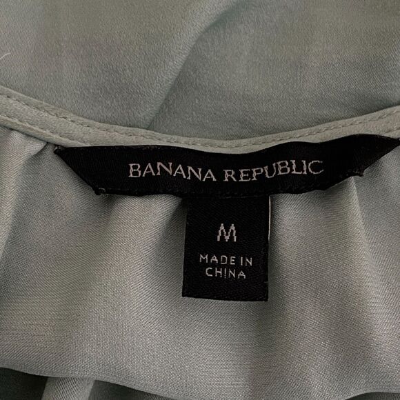 Banana Republic 2020 Satin Peplum Cinched Waist 3/4 Sleeve Blouse Size Medium - Picture 3 of 7